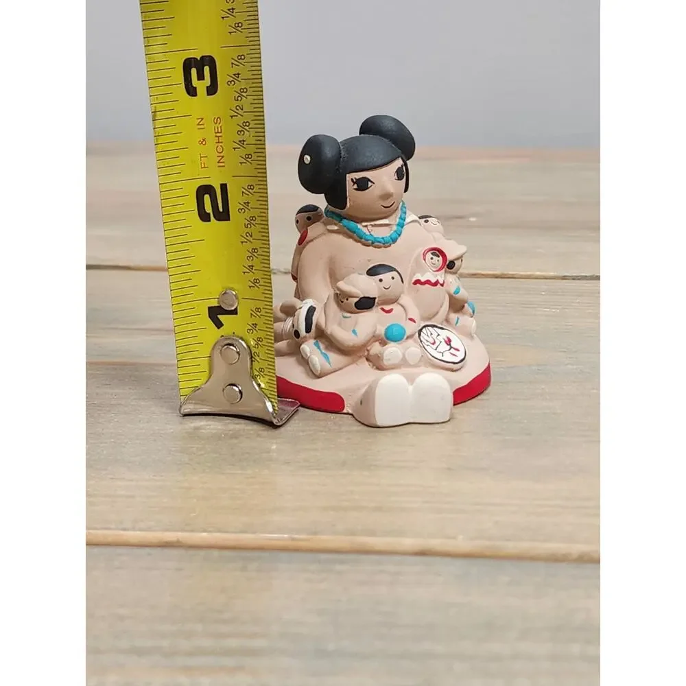1991 Cleo Teissedre Storyteller Girl with Dolls Kids Pottery Figure Navajo